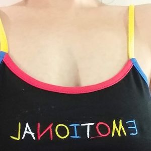 Women's Sleeveless Crop Top Embroided Print Tank